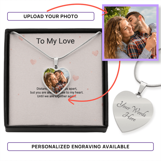 Personalized Photo Heart Necklace for Long-Distance Couples